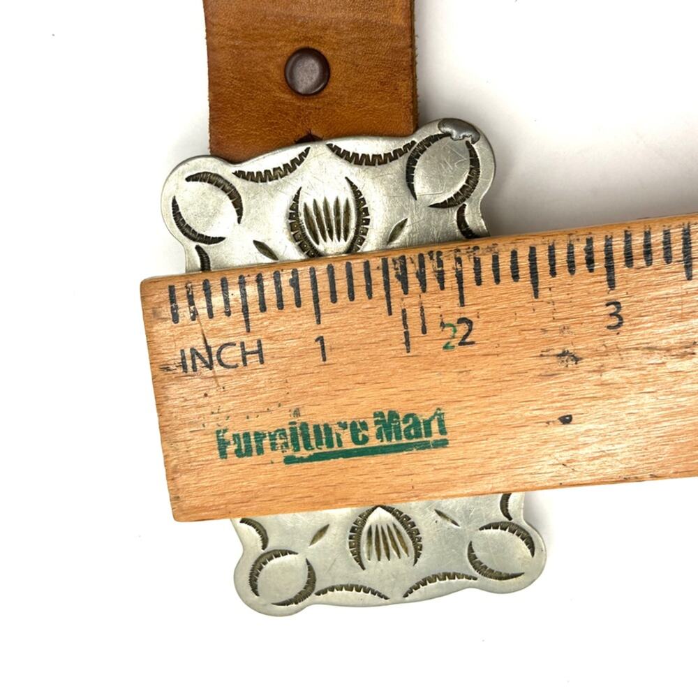 VTG -FRONTIER BUCKLE Native American vintage 70s Zuni Multi-Inlay Knifewing belt - Picture 6 of 14